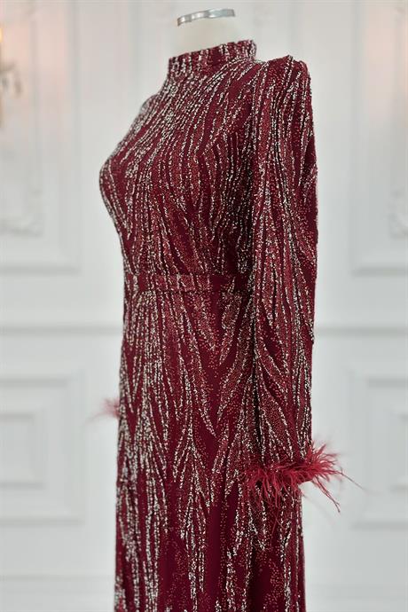 Lidya Tesettür Abiye Bordo