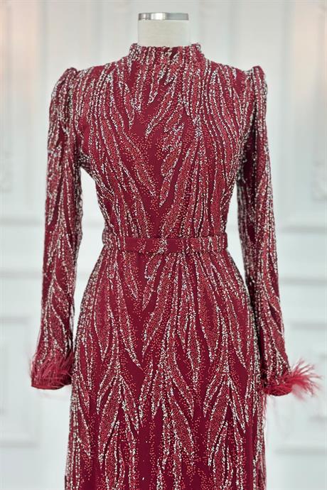 Lidya Tesettür Abiye Bordo