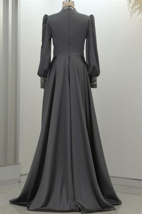 Lily Tesettür Abiye Antrasit