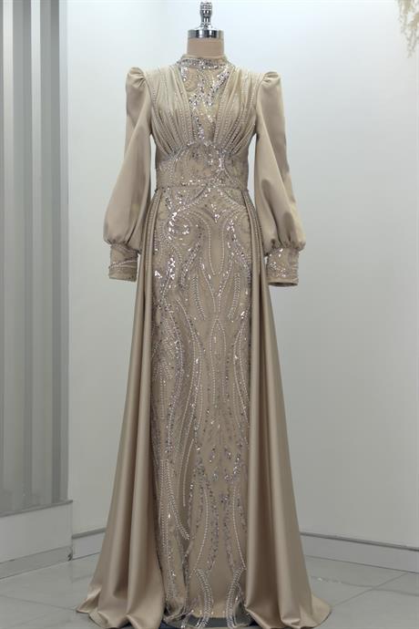 Lily Tesettür Abiye Gold