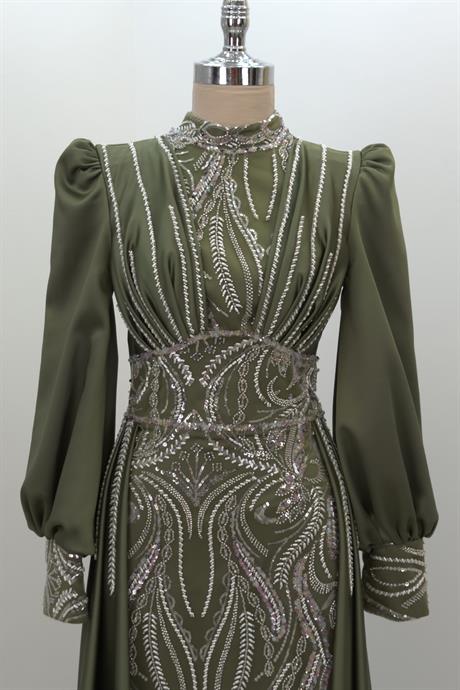 Lily Tesettür Abiye Haki