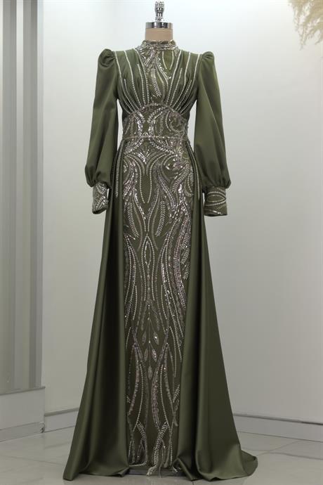 Lily Tesettür Abiye Haki