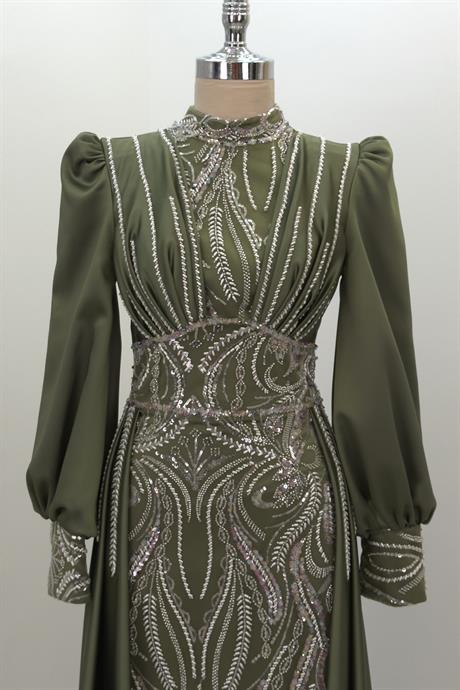 Lily Tesettür Abiye Haki