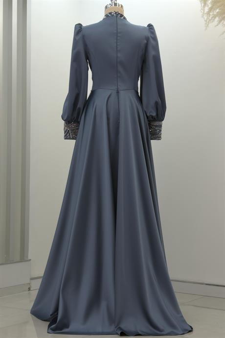 Lily Tesettür Abiye İndigo