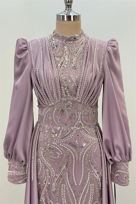 Lily Tesettür Abiye Lila