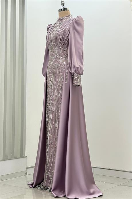 Lily Tesettür Abiye Lila