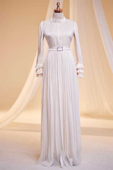 Lina Tesettür Abiye Ekru