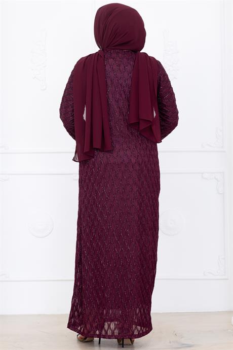 Mahi Dantel Tesettür Abiye Bordo
