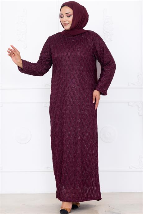 Mahi Dantel Tesettür Abiye Bordo