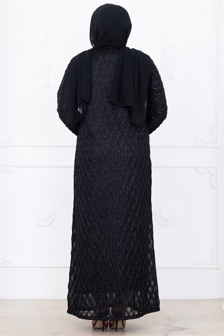 Mahi Dantel Tesettür Abiye Siyah