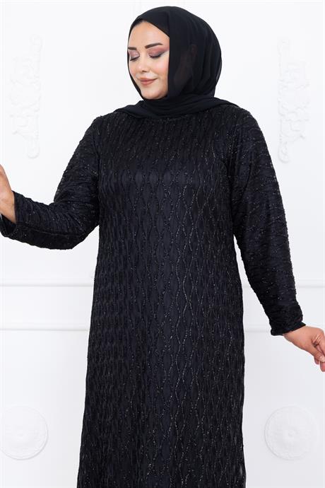 Mahi Dantel Tesettür Abiye Siyah