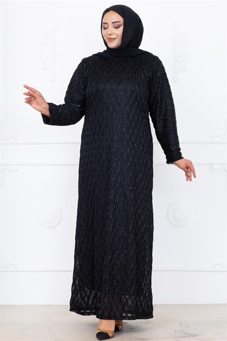 Mahi Dantel Tesettür Abiye Siyah