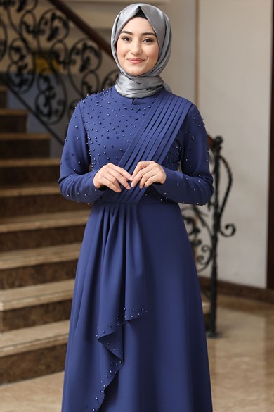 Manolya Tesettür Elbise İndigo