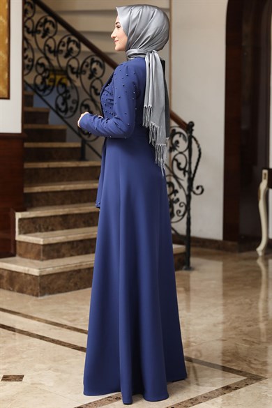 Manolya Tesettür Elbise İndigo