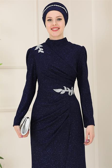 Masal Tesettür Abiye Lacivert