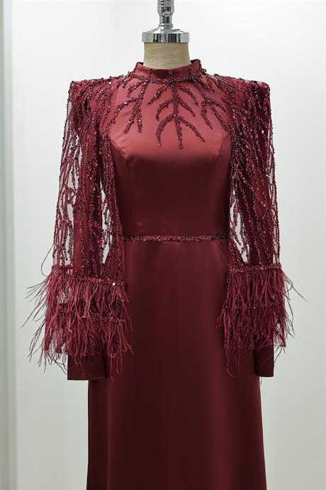 Matmazel Tesettür Abiye Bordo