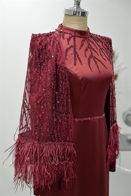 Matmazel Tesettür Abiye Bordo