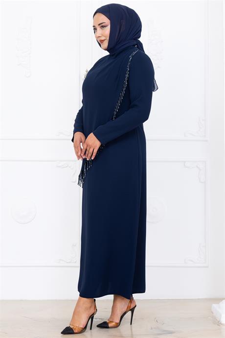 Melek Tesettür Abiye Lacivert