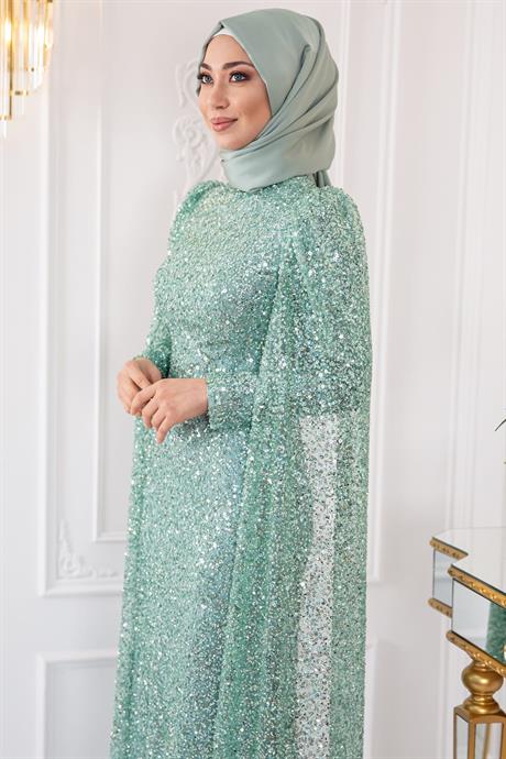 Melek Tesettür Abiye Mint