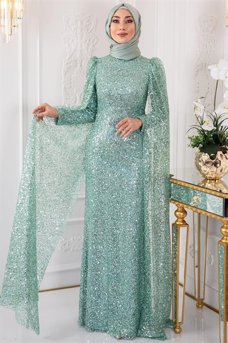 Melek Tesettür Abiye Mint