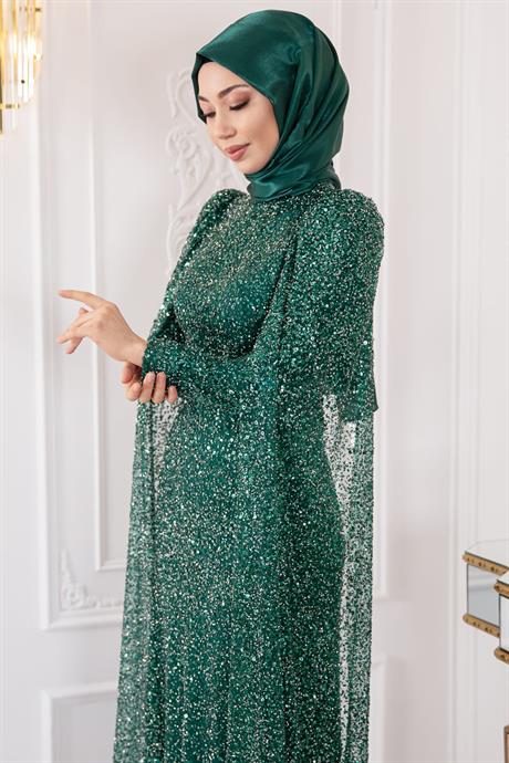 Melek Tesettür Abiye Zümrüt