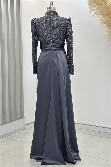 Merva Tesettür Abiye Antrasit