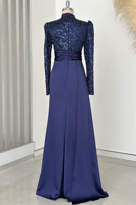 Merva Tesettür Abiye Lacivert