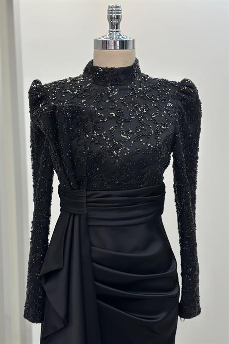 Merva Tesettür Abiye Siyah