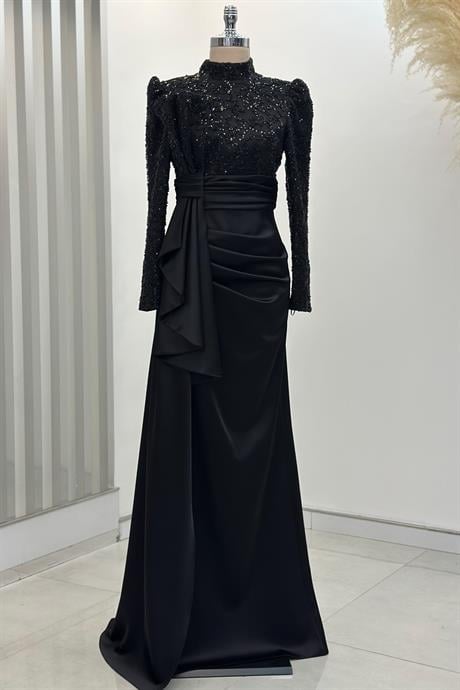 Merva Tesettür Abiye Siyah