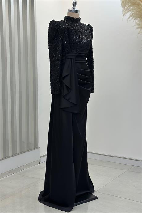 Merva Tesettür Abiye Siyah