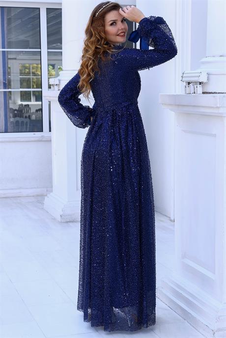 Merve Tesettür Abiye Lacivert