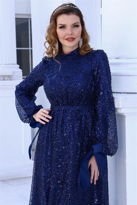 Merve Tesettür Abiye Lacivert