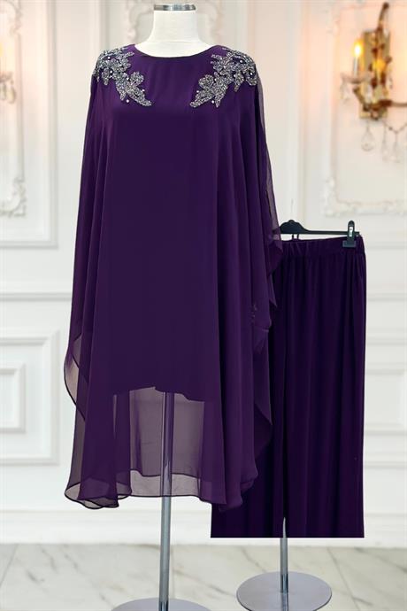 Mesture Tesettür Takım Mürdüm