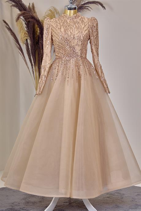 Mila Tesettür Abiye Gold