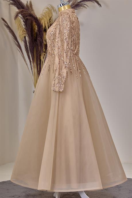 Mila Tesettür Abiye Gold