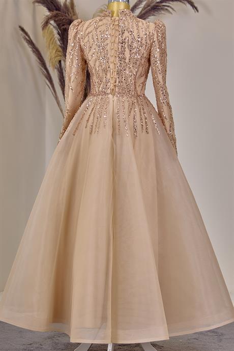 Mila Tesettür Abiye Gold