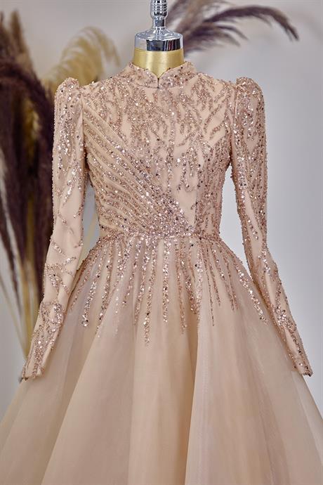 Mila Tesettür Abiye Gold