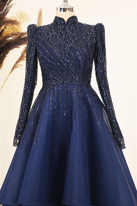 Mila Tesettür Abiye Lacivert