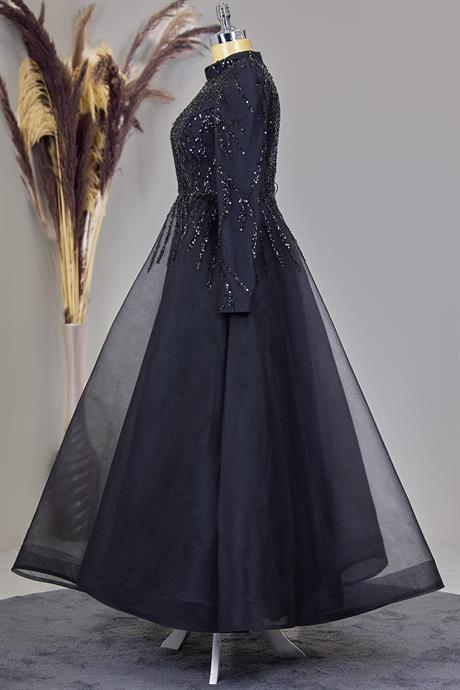 Mila Tesettür Abiye Siyah