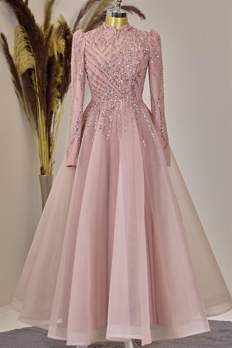 Mila Tesettür Abiye Somon