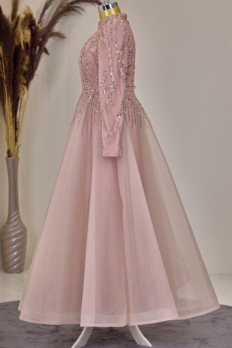 Mila Tesettür Abiye Somon