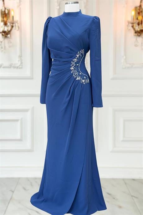 Miray Tesettür Abiye İndigo