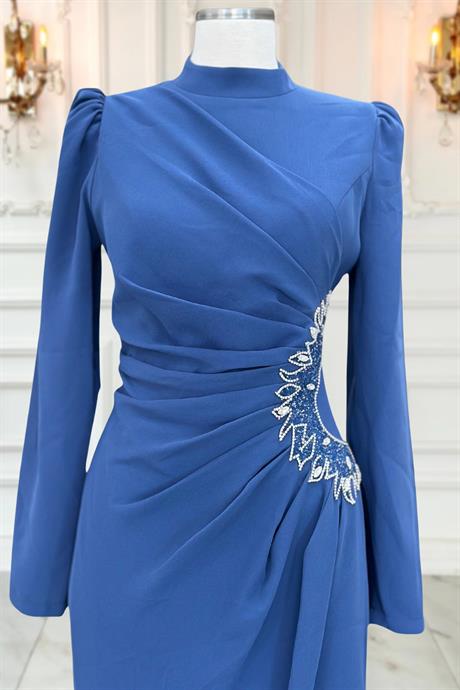 Miray Tesettür Abiye İndigo