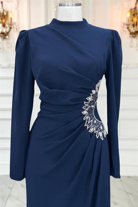 Miray Tesettür Abiye Lacivert