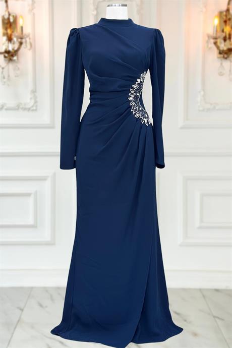 Miray Tesettür Abiye Lacivert