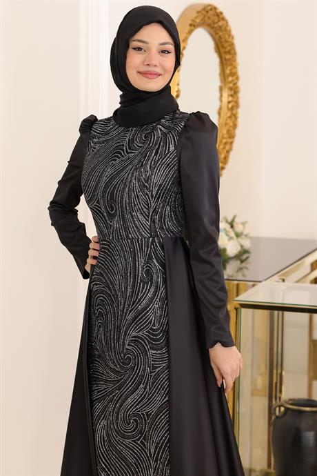 Miray Tesettür Abiye Siyah