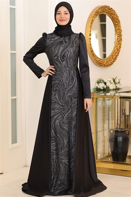 Miray Tesettür Abiye Siyah