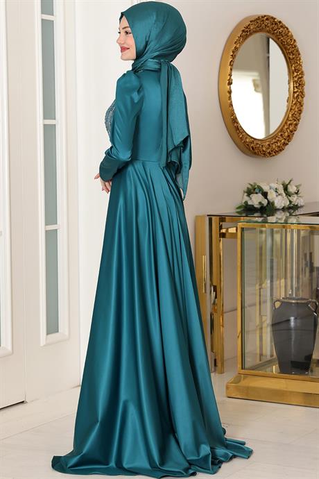 Miray Tesettür Abiye Zümrüt