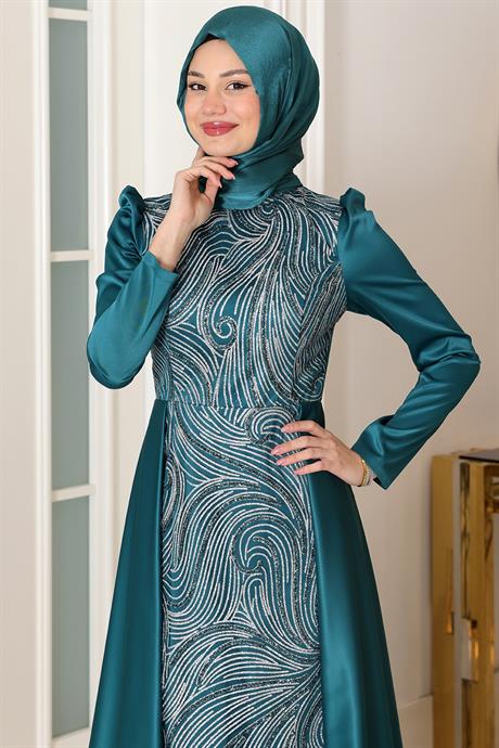 Miray Tesettür Abiye Zümrüt