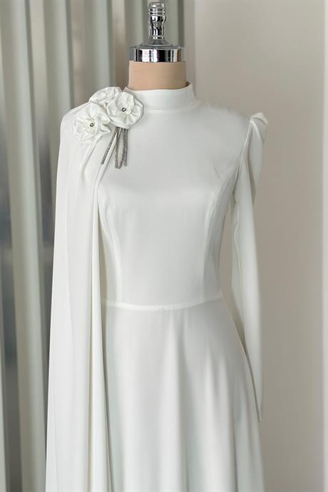 Molly Tesettür Abiye Beyaz